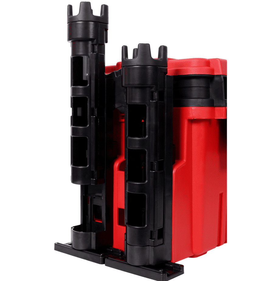 Dual Layer Tackle Box with Rod Cup Holders and Strap Red