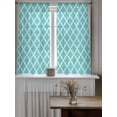 thumbnail image 4 of Quatrefoil Moroccan Pattern Curtains 54 Inch Length, Sheer Curtains for Bedroom Living Room Window Geometric Aqua Morocco Rod Pocket Voile Drapes Kitchen Curtains Small Half Window 52"x54" 2 Panels, 4 of 7