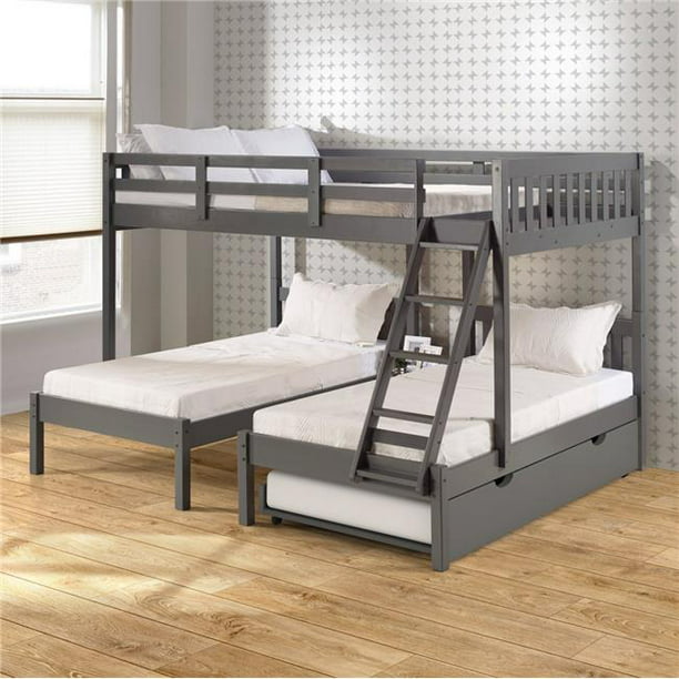 Over Double Twin Bunk Bed With Trundle, Single Over Double Bunk Bed With Trundle