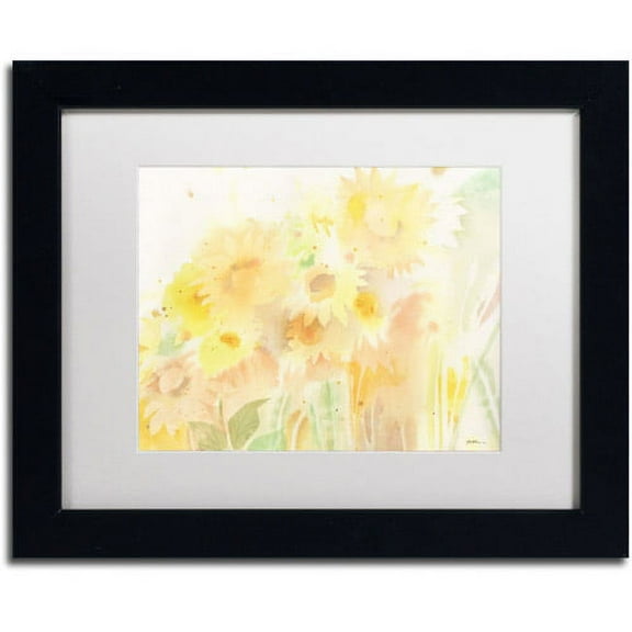 Trademark Fine Art "Amid Sunflowers" Canvas Art by Sheila Golden, White Matte, Black Frame