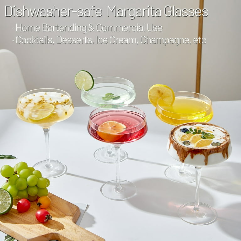 Reusable Plastic Margarita Glasses Set Of 4, 9oz(250ml), Heavy Duty, 145 Grams, Unbreakable Plastic Cocktail Glasses, BPA Free, Dishwasher Safe, Perfect For Poolside, Outdoors, Camping, And More
