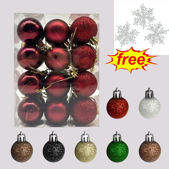 Kbndieu 24PCS Christmas Tree Balls Ornaments for Xmas Christmas Tree 30mm/1.18" Shatterproof Christmas Tree Decorations Hanging Ball for Holiday Wedding Party Christmas Decorations on Clearance