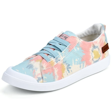 JENN ARDOR Womens Canvas Shoes Lace up Sneakers Low Tops Elastic Collar Fashion Comfort Shoe