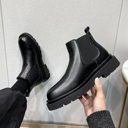 

2021 Autumn New Chelsea Boots for Men Black Boots Platform Shoes Fashion Ankle Boots Winter Slip on Men Shoes New