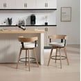thumbnail image 4 of Dayalane Mid Century Modern Bar Stools Set of 1, 26" Swivel Counter Stools with Barrel Back, Linen Upholstered Barstools with Wood Legs for Kitchen Island, Dining Room, Home Bar, Grey, 4 of 9