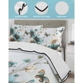 thumbnail image 4 of Quilts Twin XL Size, Teal Tulip Butterfly Soft Comforter Bedding Set for Bed, Beige Turquoise Floral Blue Coastal Lightweight Quilted Bedspread with Pillow Cover(2 Pieces) for All Season, 68x98 Inch, 4 of 6