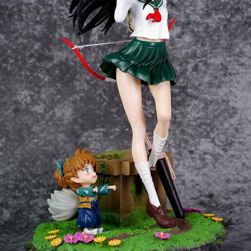 Kagome Figure Standing Higurashi Kagome Shippou Action Figures 27cm/10.6inchHandmade PVC Statues Collectible Souvenirs for Anime Fans Gifts