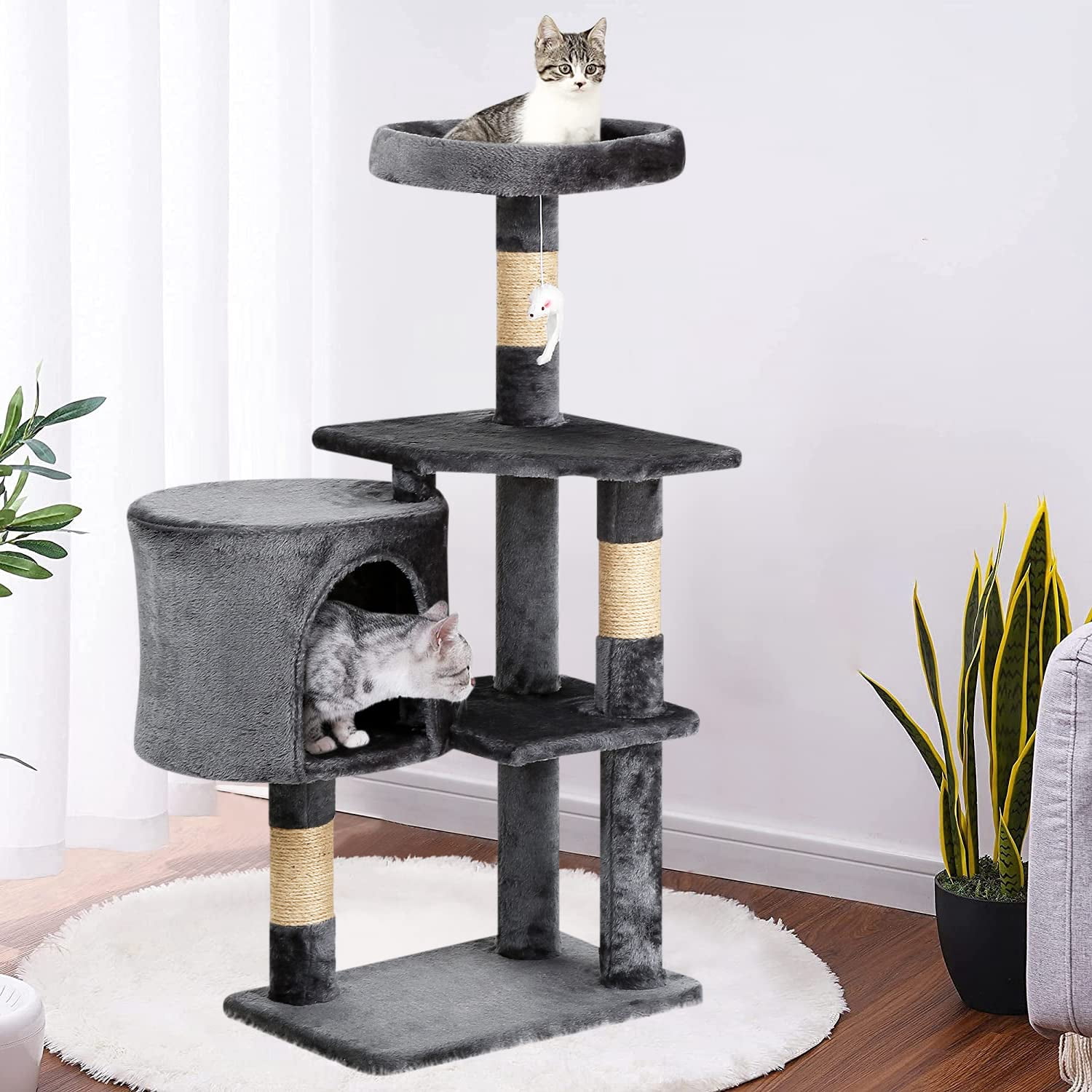 XF XINFENG Cat Tree 36 inch Tall Scratching Toy Activity Centre Cat Tower Cat Condo Multi-Level Furniture Scratching Posts for Indoor Cats, Light Gray