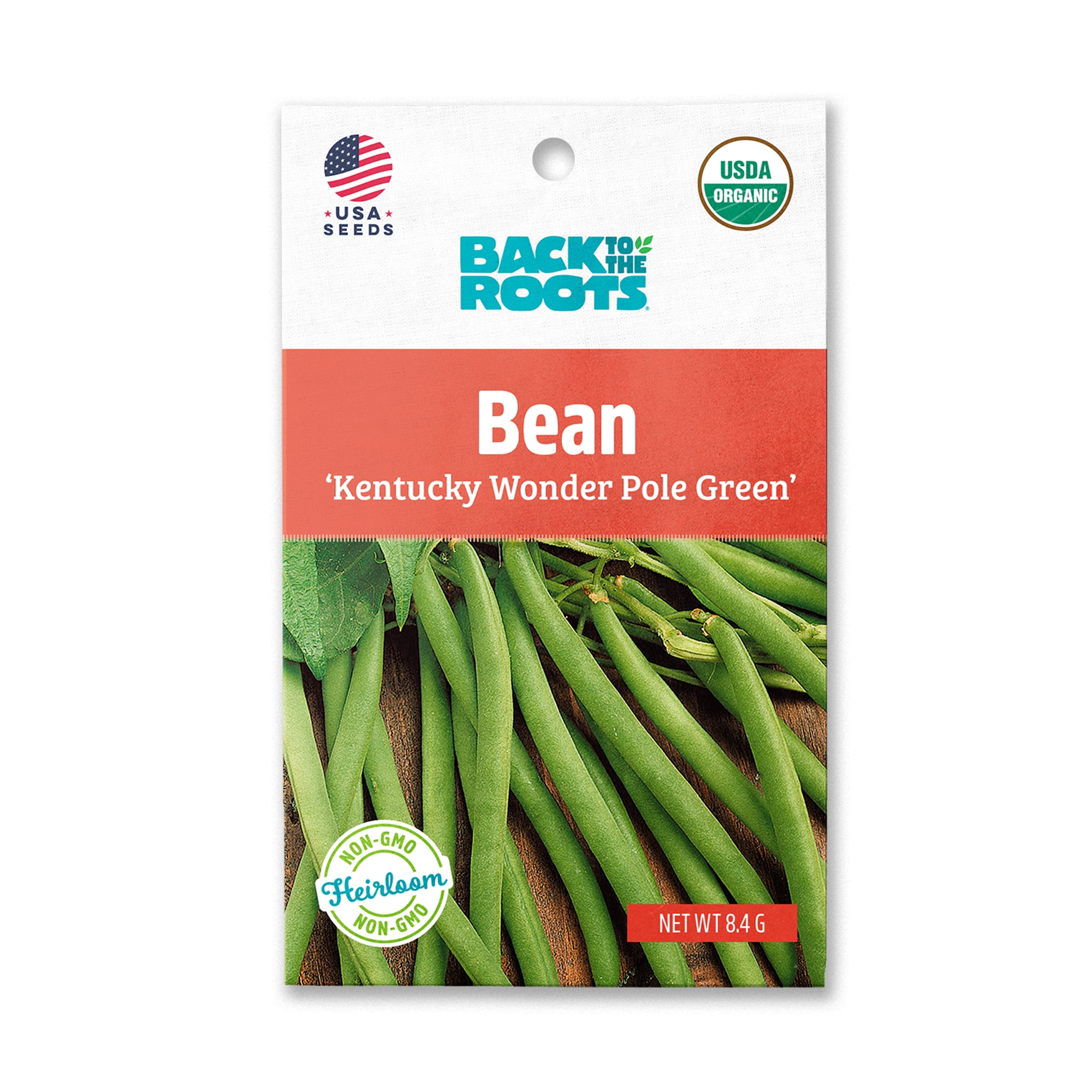 Back to the Roots Organic Kentucky Wonder Pole Green Bean Garden Seeds, 1 Seed Packet