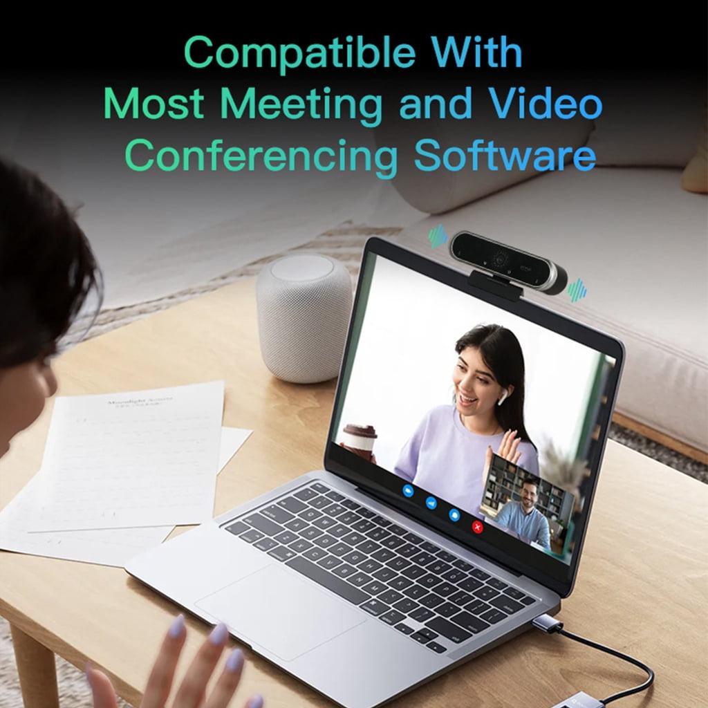Intelligent Focus 2K Webcam With Bright Image And Built In Microphone For Computer Meetings