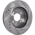 thumbnail image 5 of New Cross-drilled and Slotted Brake Disc Compatible With Mitsubishi Mirage DE 4 Cyl 1.8L Mirage LS 4 Cyl 1.8L Lancer SE 4 Cyl 2.0L 1998-2007 By 31300 145377 4886973 60072033 31300G, 5 of 7