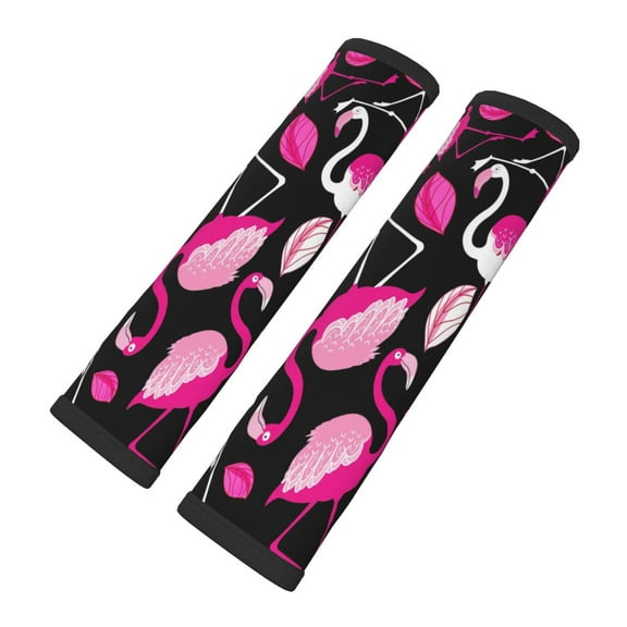 2 Pcs Auto Seat Belt Cover Soft Car Seatbelt Cover Automotive Seat Belt Cushion Pad Cover Shoulder Pad Backpack Shoulder Pad Seamless Floral Pattern Foliage Flamingos