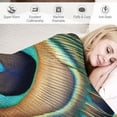 thumbnail image 3 of Nawypu Peacock Feather Blanket Lightweight Warm Sofa Bed Outdoor Flannel Throw Blankets in All Seasons Gifts, 3 of 6