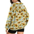 thumbnail image 2 of FOR U DESIGNS Daisy Sunflower Hoodies with Zipper for Women Oversized Trendy Hoodie Size L Comfortable Hooded Zip Up Sweatshirt Women Down-Shoulder Collar Sportswear, 2 of 7