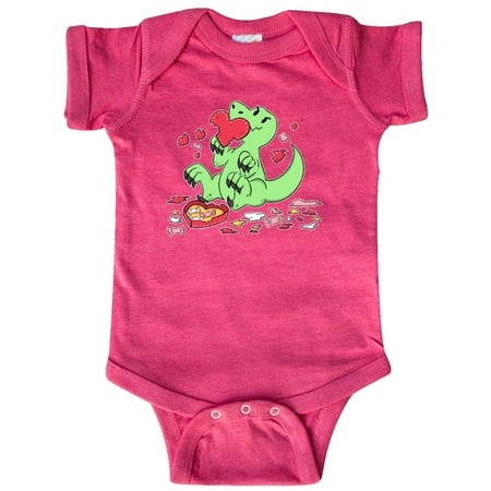 

Inktastic Raptor Destroying Heart Chocolate Box Gift Baby Boy or Baby Girl Bodysuit