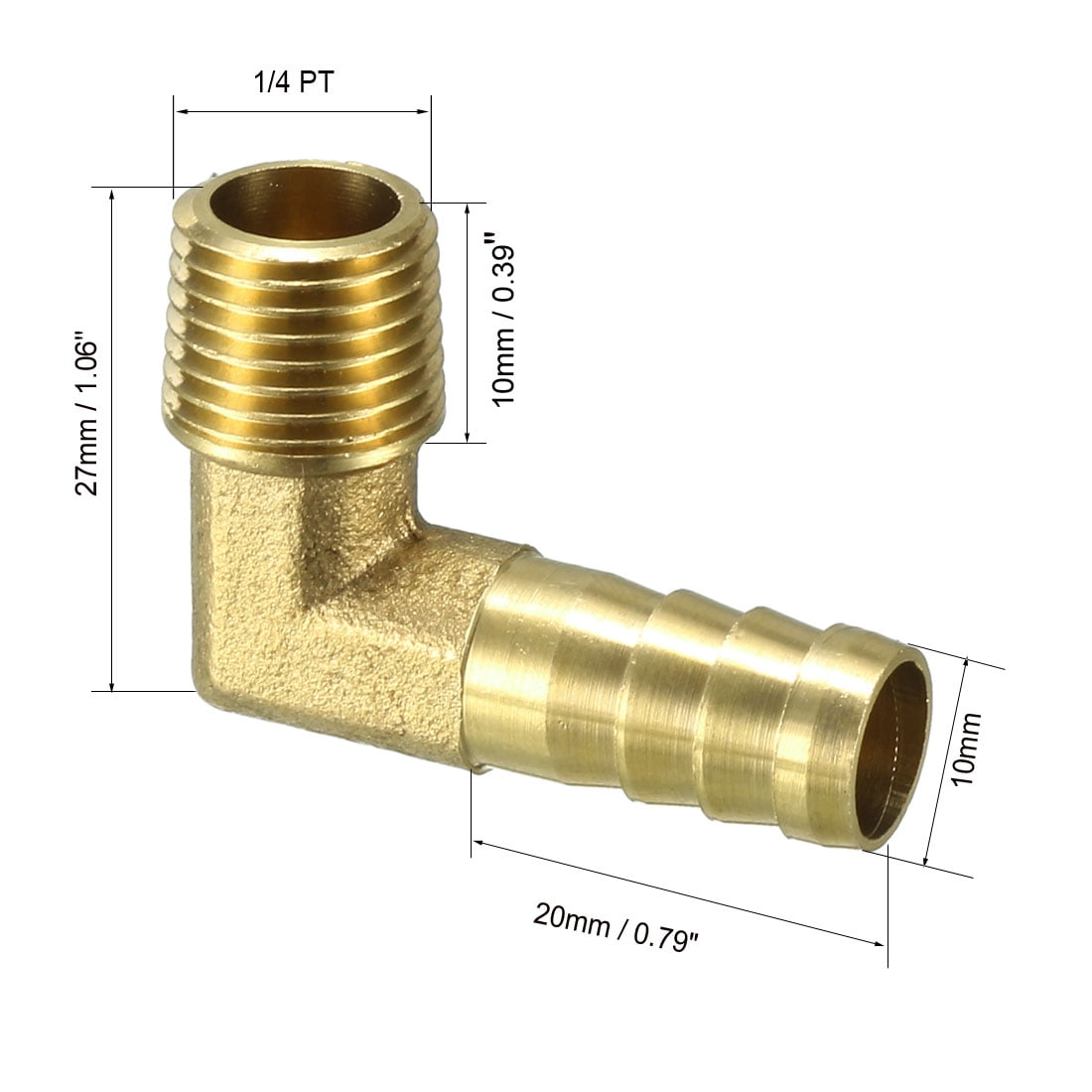 Brass Barb Hose Fitting 90 Degree Elbow 6mm Barbed x 1/4 PT Male Pipe 5pcs 
