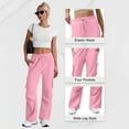 thumbnail image 7 of ClodeEU Women's Drawstring Elastic Waist Cargo Sweatpants with Multiple Pockets ,Casual Athletic Jogger Pants Pink,Womens Plus M, 7 of 7