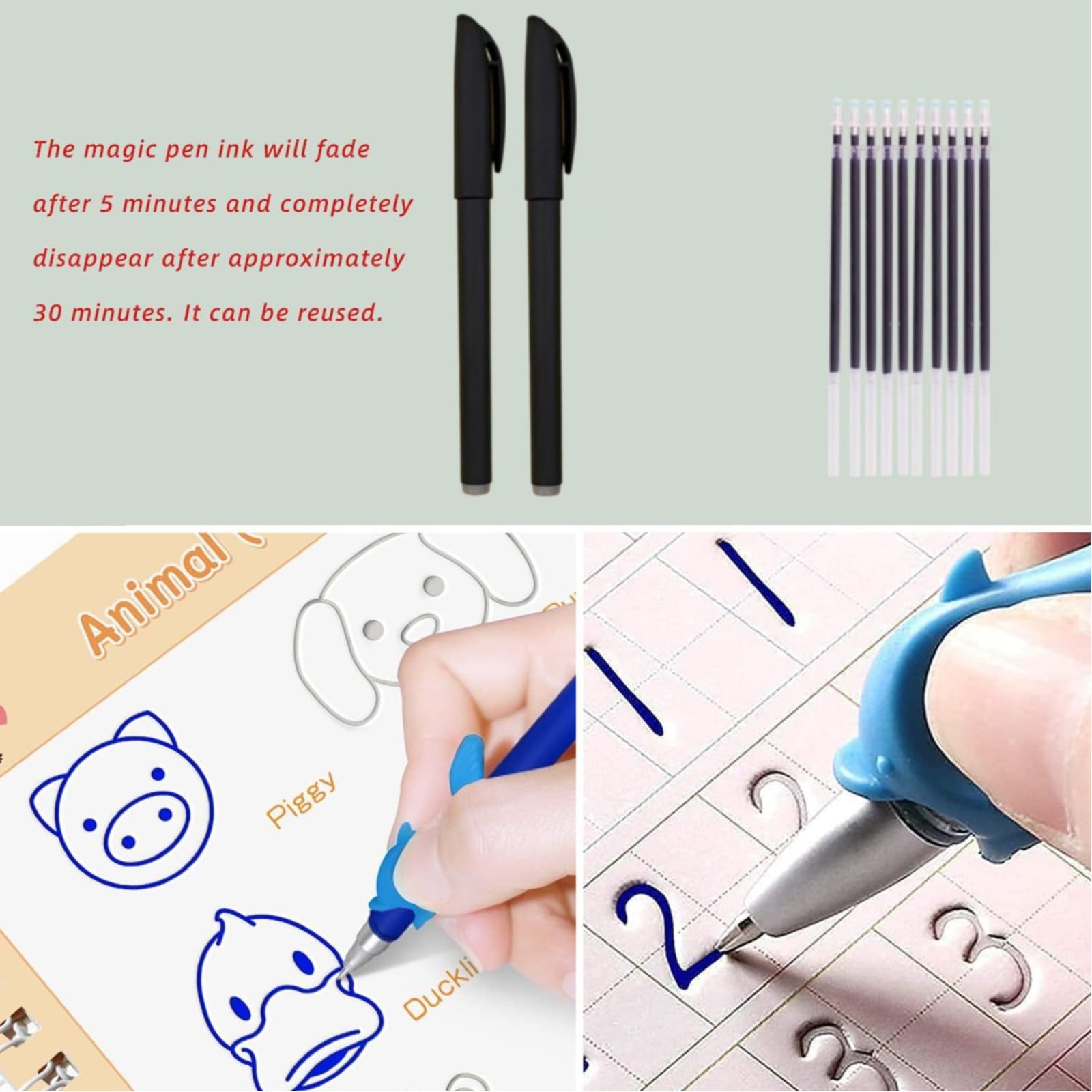 Clearance Notebook under $10,Reusable Grooved Handwriting Workbooks Copybook Writing Copy Books To Help Improve Their Handwriting Ink Age 3 8 ​Calligraphy For s 10ml
