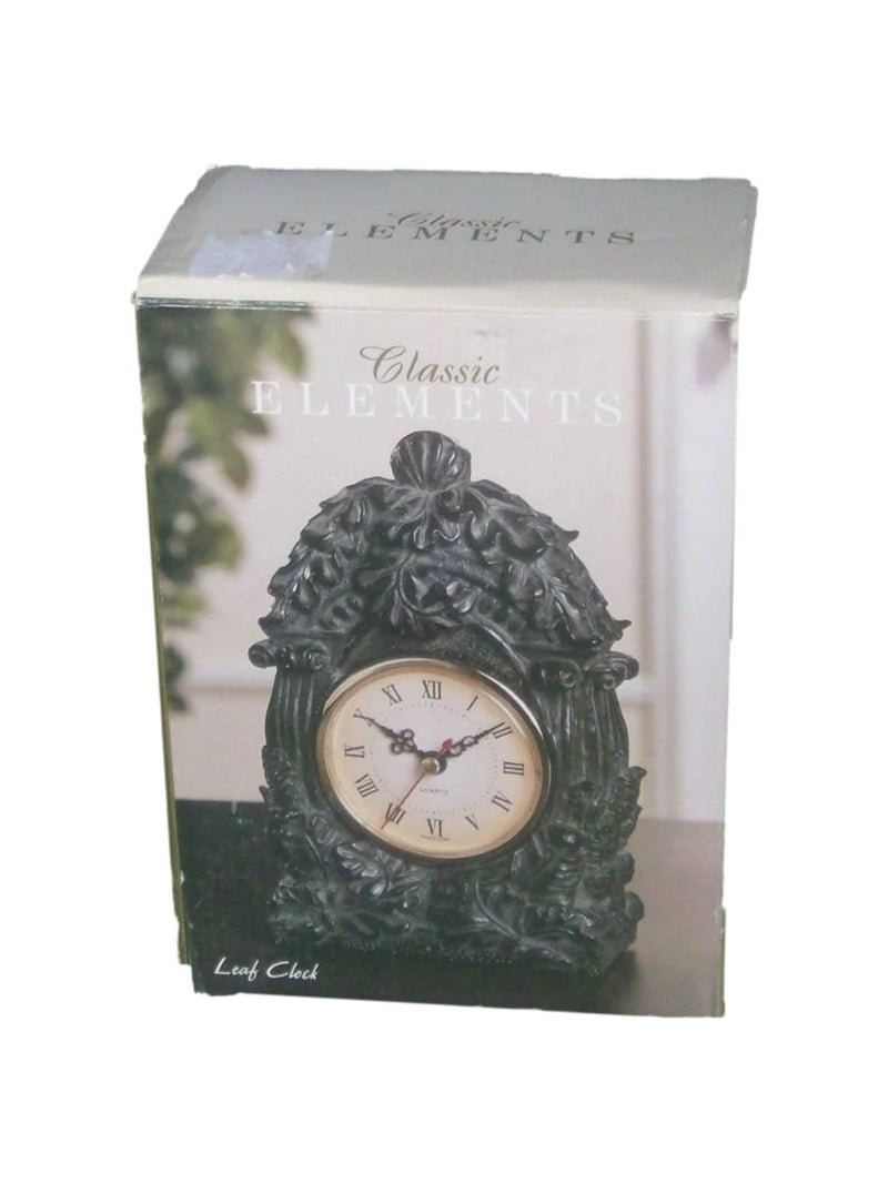 Elements Resin Leaf Desk Mantle Clock Cassic Old World Style