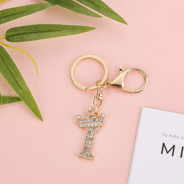 Stylish Metal Alphabet Letter Keychain Fashion Jewelry Accessory for Bags and Personal Items with Exquisite Encrusted Detailing