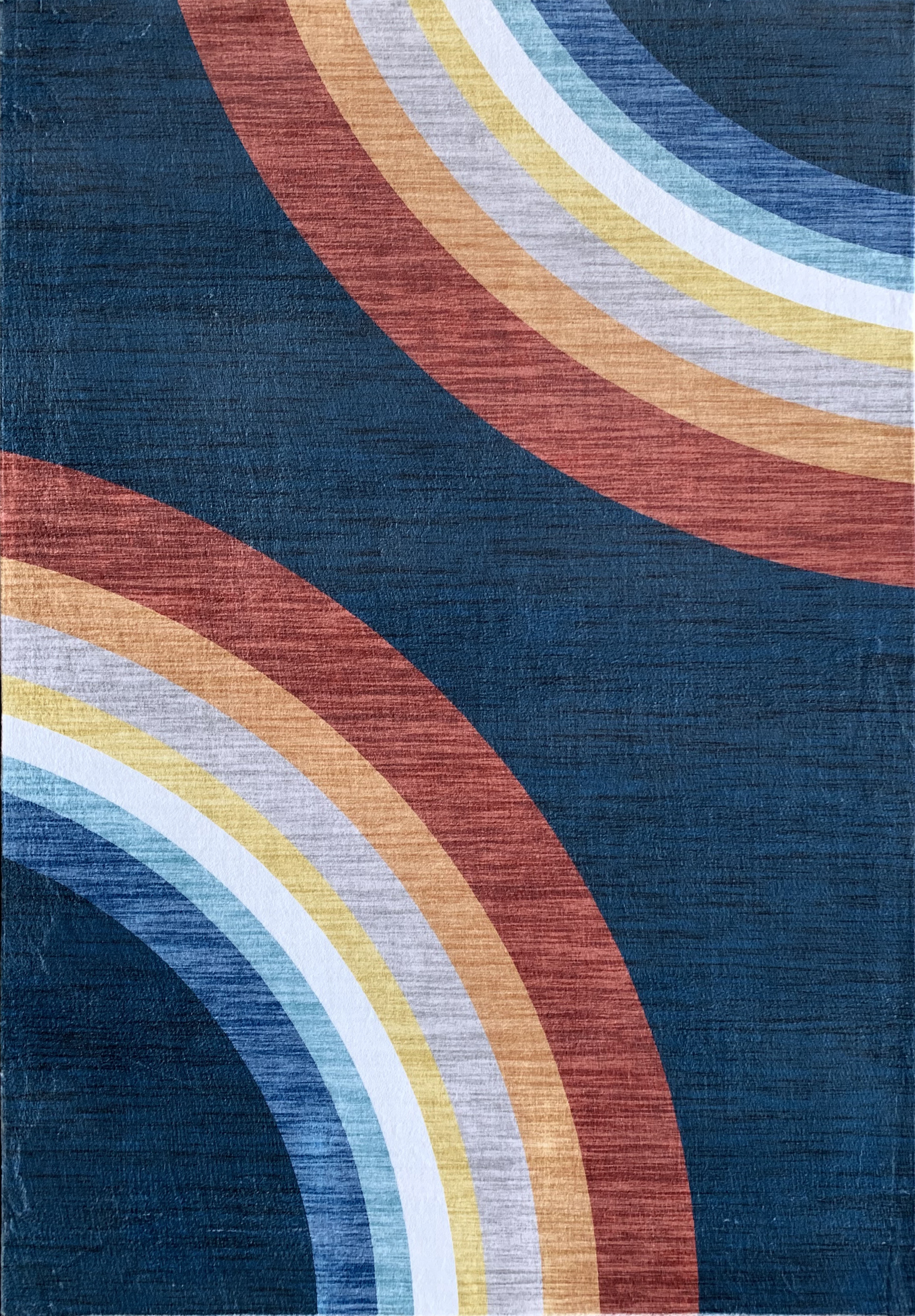 Tapis doux pour la zone de jeu Rug Branch Soft Steps Rainbow, bleu marine - Garcons et filles dans la salle de jeux, la chambre d'enfant, la chambre