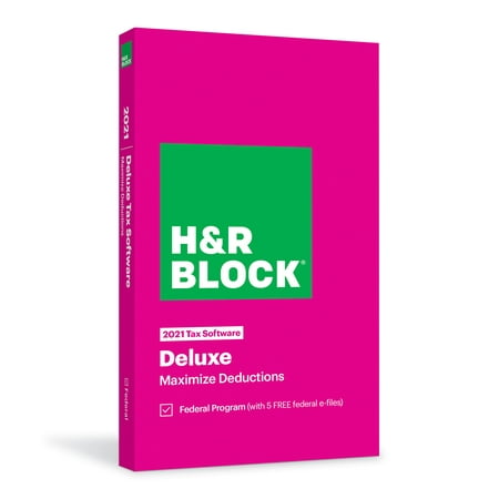 H&R Block: Tax Software, Deluxe 2021 (Digital Code by Mail) 5 Users