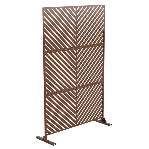 Elevens Decorative Privacy Screen Outdoor Divider with Stand Metal Corten Steel 76" x 47.2" x 15.7" Brown