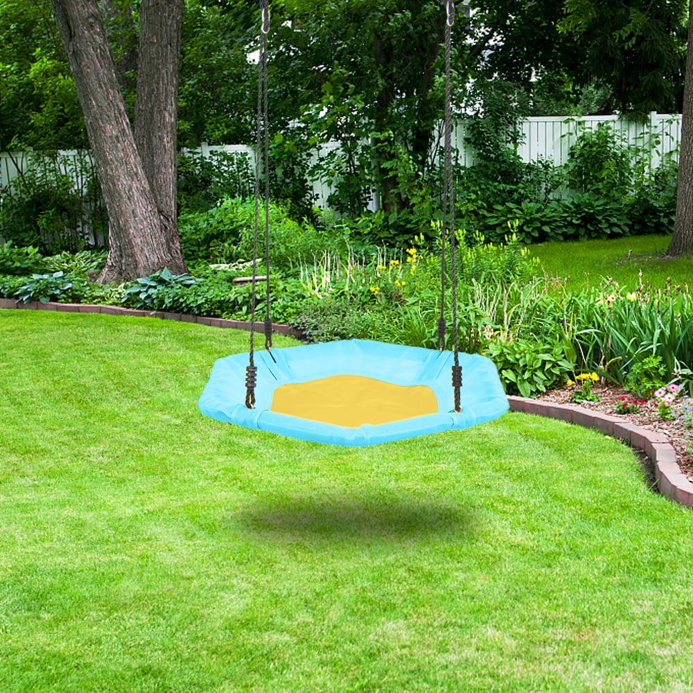 CIPACHO Swing Set Great for Backyard, 40 Inch Hexagon Swing with 2 Carabiners & Adjustable Rope CIPACHO Swing Set Great for Backyard, 40 Inch Hexagon Swing with 2 Carabiners & Adjustable Rope