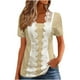 thumbnail image 3 of Blusas para mujer,Camisa informal de manga corta con botones para mujer, cuello en V, mezcla de poliéster y elastano suave, corte holgado para uso diario, sopatenor, 3 of 9