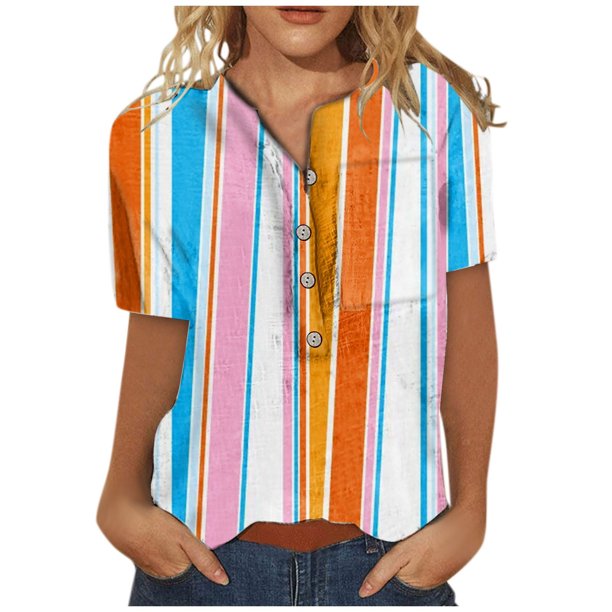 Camisa de manga corta con estampado de moda informal para mujer Fridja hjk381