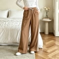 thumbnail image 2 of Lumtrix Women's Y2k Striped Side Baggy Pants Drawstring Elastic Waist Wide Leg Track Pants Streetwear Quick Dry Trousers Brown S, 2 of 8