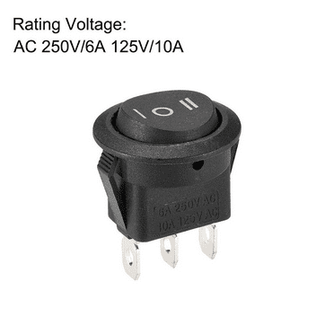 3 Way Round Rocker Switch 1pcs Black ON Off ON 3 Pin 3 Position Toggle Power SPDT Switch Snap in Round Button 6A/250V 10A/125V AC KCD1-105, Use for Car Auto Boat Household Appliances