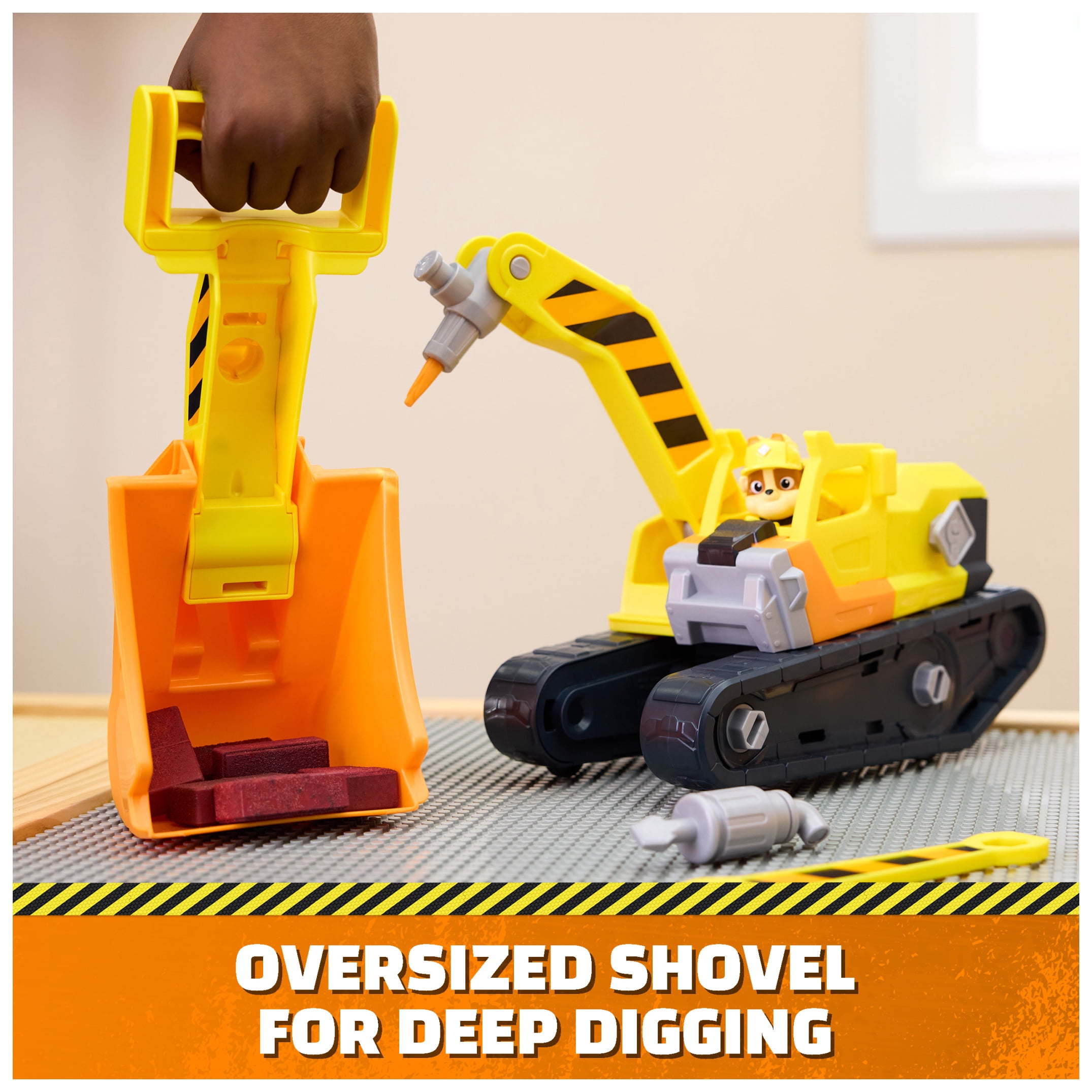 PAW Patrol, Rubble & Crew, Rubble's Ultimate Tool Bulldozer with Rubble & Detachable Tools, for Kids 3 and up
