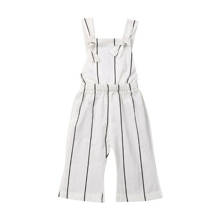 

jaweiw Baby Girls Summer Sleeveless Jumpsuit Stripe Backless High Waist Jumpsuit Kids Casual One-piece Wide Leg Trousers