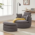 thumbnail image 4 of 38"W Oversized Swivel Chair with moon storage ottoman for Living Room, Modern Accent Round Loveseat Circle Swivel Barrel Chairs for Bedroom Cuddle Sofa Chair Lounger Armchair, 4 Pillows,CORDUROY, 4 of 19