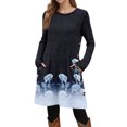 thumbnail image 5 of Floral Print Long Sleeve Dress V-Neck Tight Fitting Midi Bohemian Style Women's Straight Party Dress Elegant Office Work Dresses Blue L, 5 of 5