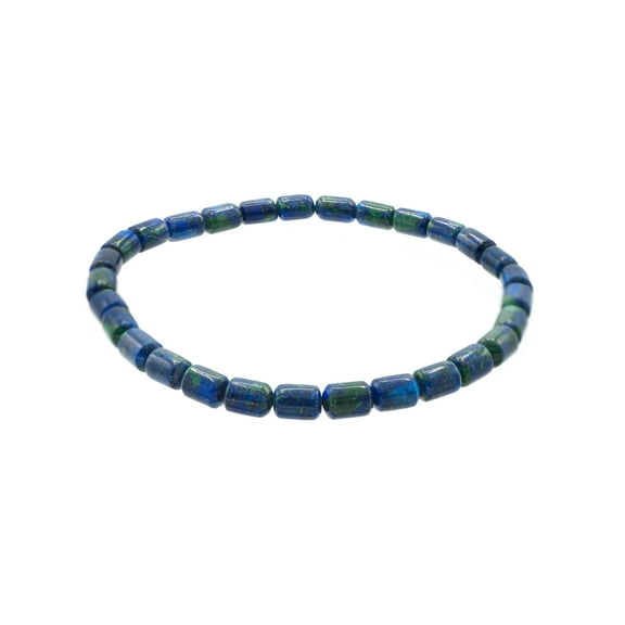 LTC Dseigns 4x6mm Tube-shaped Azurite Malachite Stretch Bracelet, 7" for Women, Men, and Friends. Wear as a Single or Stacked with other Bracelets
