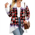 thumbnail image 6 of Women's Fall and Winter Fashion Casual Print Long Sleeve Mid-Length Cardigan Jacket, Christmas Theme for Holiday Season,Purple,3XL, 6 of 6