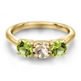 thumbnail image 3 of Gem Stone King 18K Yellow Gold Plated Silver Peach Morganite and Green Peridot Engagement Ring for Women | 1.50 Cttw | Round 5MM | Gemstone October Birthstone | Size 9, 3 of 6