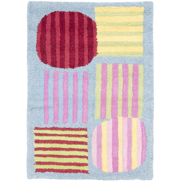 SAFAVIEH Kids Melany Geometric Striped Area Rug, Blue/Multi, 2' x 3'