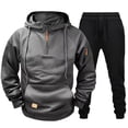 thumbnail image 2 of Blekii Men's Warm Sweatsuit Set, Solid Color Fleece Hoodie & Pants, Winter Lounge Two-Piece Outfit, Thick Cozy Home Wear Set, Matching Gym Joggers Outfit, Complete Casual Set for, 2 of 3