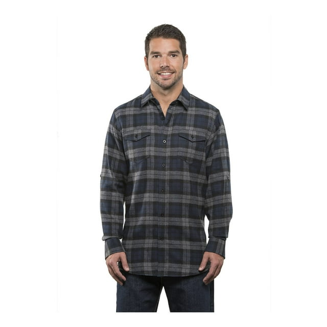 Burnside Chemise en Flanelle à Manches Longues Teinte en Fil, m, Marine