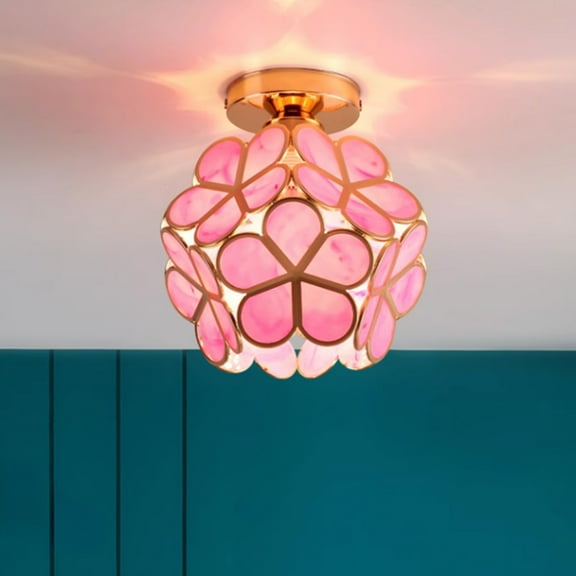 Gallickan Ceiling Light Fixture, Floral Design for Hallway Balcony, Modern Foyer Entryway Lighting Energy Saving, Pink