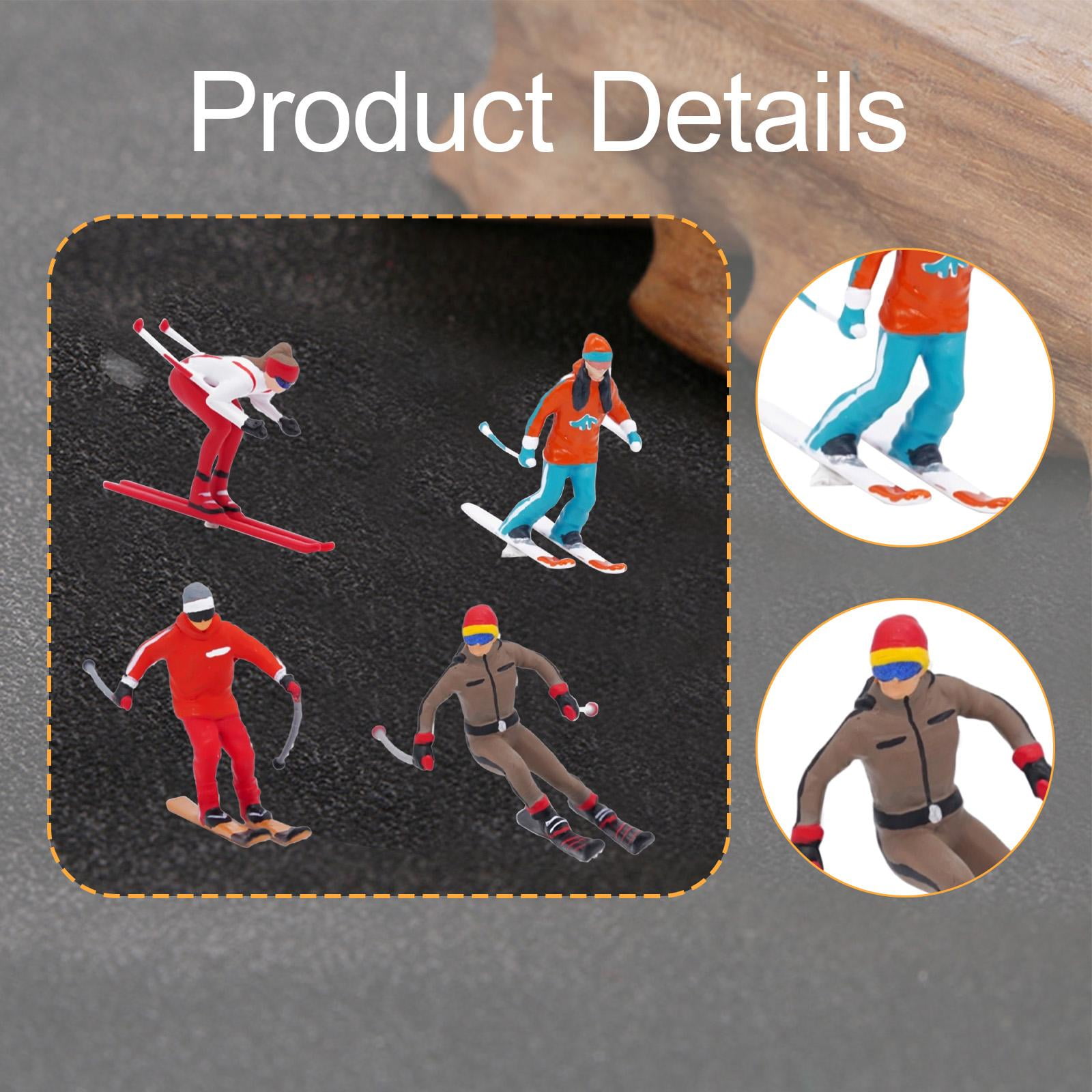 QccHieUs 4 Pieces 1/64 Scale Nordic Skiing Figure Miniature Skier Model Collection Crafts