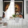 thumbnail image 5 of Happy Halloween Blackout Curtains for Bedroom, Orange Scary Black Castle Skull Birds Thermal Insulated Kitchen Drapes with Grommets, Light Blocking Window Treatment, 2 Panels 42" x 45", 5 of 7