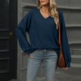 thumbnail image 5 of Diufon Womens Pullover Tops V Neck Long Sleeve Blouses Tops Fall Casual Solid Color Tops, 5 of 7