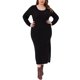 thumbnail image 2 of Vestidos de Talla Grande para Mujeres Agnes Orinda para el Día de San Patricio, Vestido Maxi Casual de Punto Acanalado con Abertura Lateral y Cuello Redondo de Manga Larga, 2X Negro, 2 of 5