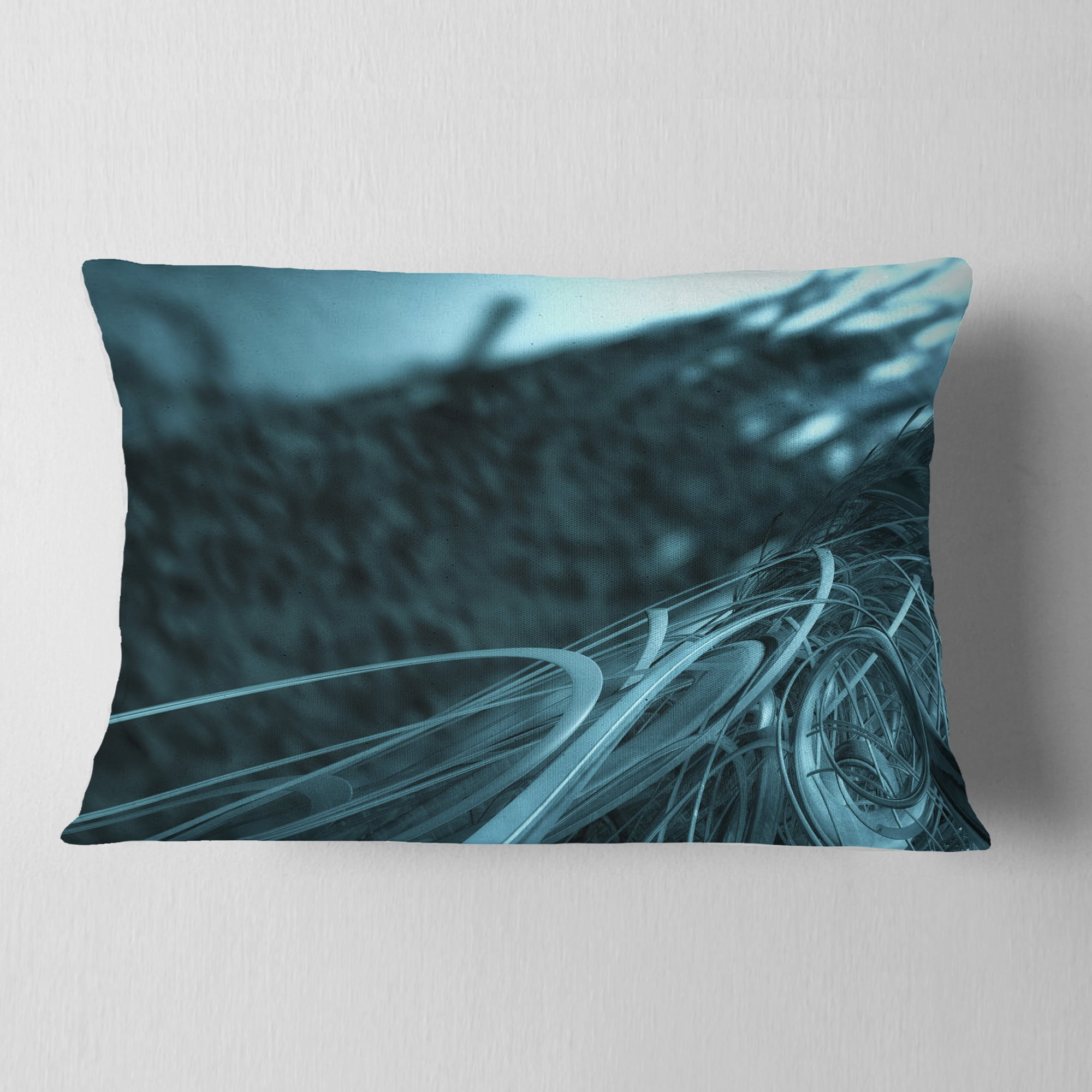 Designart Fractal 3D Bottom Stripes - Contemporary Throw Pillow - 12x20