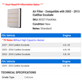 thumbnail image 2 of Air Filter - Compatible with 2002 - 2013 Cadillac Escalade 2003 2004 2005 2006 2007 2008 2009 2010 2011 2012, 2 of 2