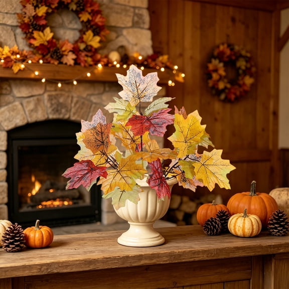 Gqtwoy Thanksgiving Simulated Maple Leaf Flower Arrangement, Artificial Leaves Bouquet, Home Decoration for Halloween and Autumn, Realistic Fall Decor, Perfect for Indoor and Outdoor Use